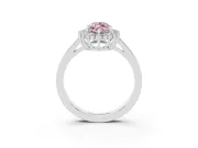 Fancy Pink Marquise Cut Diamond Halo Ring Set in Silver with Round Halo and Smooth Solitaire Band