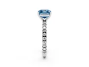 Fancy Blue Asscher Cut Diamond Pavé Band Solitaire Set in Platinum with Prong Setting