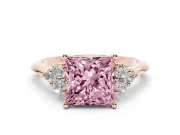 Princess Cut Cluster Accent Engagement Ring Setting for a Fancy Pink Lab-Grown Diamond | Rose Gold