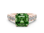 Asscher Cut Engagement Ring Setting for a Fancy Green Lab-Grown Diamond | Rose Gold - Design NV-24643