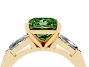 Princess Cut Baguette Engagement Ring Setting for a Fancy Green Lab-Grown Diamond | Yellow Gold