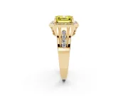 Asscher Cut Halo Engagement Ring Setting for a Fancy Yellow Lab-Grown Diamond | Channel-Set Split Shank | Yellow Gold