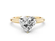 Heart-Shaped Micro-Prong Hidden Halo Engagement Ring Setting | Plain Band | Yellow Gold