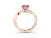 Fancy Pink Princess Cut Diamond Twist Band Solitaire Set in Rose gold with Pavé Accents and Prong Setting