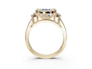 Cushion Cut Halo Engagement Ring Setting for a Fancy Blue Lab-Grown Diamond | Graduated Channel Band | Yellow Gold