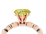 Fancy Yellow Heart Cut Diamond Solitaire Ring Set in Rose gold with Bezel-Set Accents on Beaded Band and Prong Setting