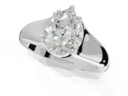 Pear-Shaped Double Claw Solitaire Engagement Ring Setting | Wide Plain Band | White Gold