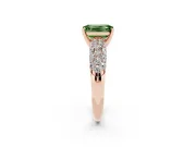 Emerald Cut Multi Row Pave Engagement Ring Setting for a Fancy Green Lab-Grown Diamond | Rose Gold
