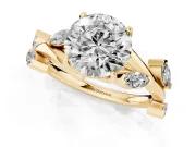 Round Twisted Vine Engagement Ring Setting | Marquise Side Stones | Yellow Gold