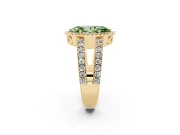 Marquise Halo Split Shank Engagement Ring Setting for a Fancy Green Lab-Grown Diamond | Yellow Gold