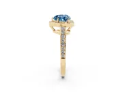 Heart-Shaped Framed Halo Engagement Ring Setting for a Fancy Blue Lab-Grown Diamond | Yellow Gold