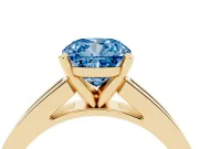 Cushion Cut Channel Engagement Ring Setting for a Fancy Blue Lab-Grown Diamond | Yellow Gold