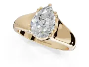 Pear-Shaped Double Claw Solitaire Engagement Ring Setting | Wide Plain Band | Yellow Gold