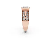 Emerald Cut Half Bezel Engagement Ring Setting | Double Row Channel Band | Rose Gold