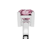 Fancy Pink Princess Cut Diamond Solitaire Ring Set in Platinum with Prong Head and Smooth Polished Band