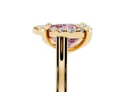 Heart-Shaped Claw Corner Halo Engagement Ring Setting for a Fancy Pink Lab-Grown Diamond | Slim Plain Band | Yellow Gold