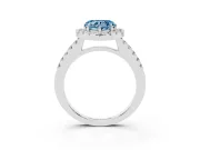 Fancy Blue Heart Cut Diamond Halo Pavé Solitaire Ring Set in Silver with Prong-Set Center Stone