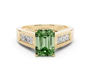 Emerald Cut Channel-Set Engagement Ring Setting for a Fancy Green Lab-Grown Diamond | Yellow Gold