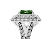 Asscher Cut Halo Engagement Ring Setting for a Fancy Green Lab-Grown Diamond | Sterling Silver - Design NV-24796