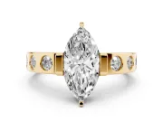 Marquise Tension Style Engagement Ring Setting | Flush Set Accents | Yellow Gold