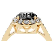 Round Floral Halo Engagement Ring Setting for a Black Center | Large Round Accents | Yellow Gold