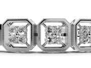 Round Diamond Tennis Bracelet Set in White gold with Milgrain Bezel Setting