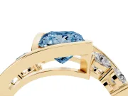 Princess Cut Bezel Bypass Engagement Ring Setting for a Fancy Blue Lab-Grown Diamond | Yellow Gold