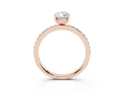 Pear Cut Diamond Pavé Band Ring Set in Rose gold with Prong-Set Center Stone