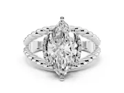 Marquise Cut Diamond Halo Ring Set in Platinum with Twisted Band and Prong Setting