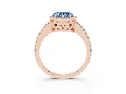 Heart-Shaped Pave Halo Engagement Ring Setting for a Fancy Blue Lab-Grown Diamond | Rose Gold