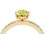 Fancy Yellow Pear Cut Diamond Pavé Band Solitaire Set in Yellow gold with Prong Setting