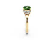 Fancy Green Princess Cut Diamond Solitaire Floral Ring Set in Yellow gold with Marquise Petals and Prong Setting