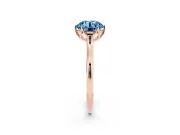 Fancy Blue Round Cut Diamond Solitaire Cathedral Ring Set in Rose gold with Prong Setting