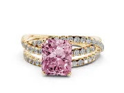 Radiant Cut Twisted Pavé Engagement Ring Setting for a Fancy Pink Lab-Grown Diamond | Yellow Gold