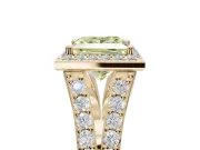 Princess Cut Halo Pavé Engagement Ring Setting for a Fancy Yellow Lab-Grown Diamond | Narrow Split Shank | Yellow Gold