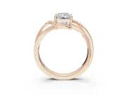 Radiant Cut Bypass Solitaire Engagement Ring Setting | Pavé and Plain Strands | Rose Gold
