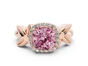 Cushion Cut Floral Halo Engagement Ring Setting for a Fancy Pink Lab-Grown Diamond | Rose Gold