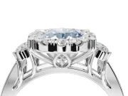 Oval Halo Engagement Ring Setting for a Fancy Blue Lab-Grown Diamond | Side Clusters | Platinum