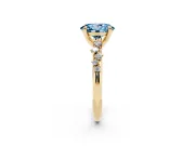 Oval Graduated Accent Engagement Ring Setting for a Fancy Blue Lab-Grown Diamond | Yellow Gold