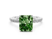 Radiant Cut Pave Solitaire Engagement Ring Setting for a Fancy Green Lab-Grown Diamond | Slim Band | Sterling Silver