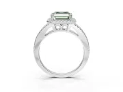 Asscher Cut Halo Split Shank Engagement Ring Setting for a Fancy Green Lab-Grown Diamond | Pavé Shoulders | Platinum