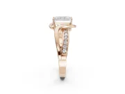 Radiant Cut Bypass Solitaire Engagement Ring Setting | Pavé and Plain Strands | Rose Gold