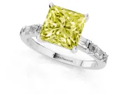 Princess Cut Baguette Side Stone Engagement Ring Setting for a Fancy Yellow Lab-Grown Diamond | Sterling Silver