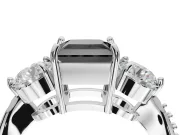 Fancy Black Princess Cut Lab-Grown Diamond Three-Stone Ring Set in Sterling Silver with Channel-Set Band and Prong Setting