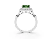 Asscher Cut Halo Engagement Ring Setting for a Fancy Green Lab-Grown Diamond | Bezel Station Shoulders | Platinum