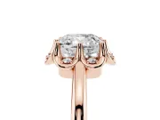 Cushion Cut Scalloped Petal Halo Engagement Ring Setting | Plain Band | Rose Gold
