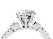 Heart Cut Diamond Solitaire Leaf-Inspired Ring Set in Silver with Pavé Band and Prong Setting
