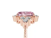 Fancy Pink Radiant Cut Diamond Cluster Ring Set in Rose gold with Beaded Band