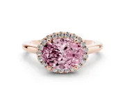 Oval Halo Engagement Ring Setting for a Fancy Pink Lab-Grown Diamond | Plain Polished Band | Rose Gold