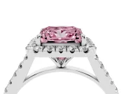 Princess Cut Halo Engagement Ring Setting for a Fancy Pink Lab-Grown Diamond | Pave Shoulders | Platinum